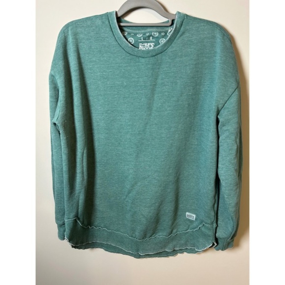Royce Apparel Green Heathered Raw Hem Tulip Sweatshirt Large L‎